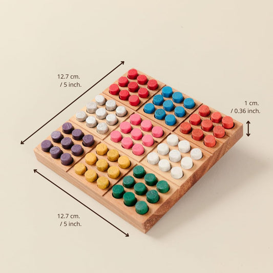 Deluxe color Sudoku board made of monkeypod wood for premium tactile feel