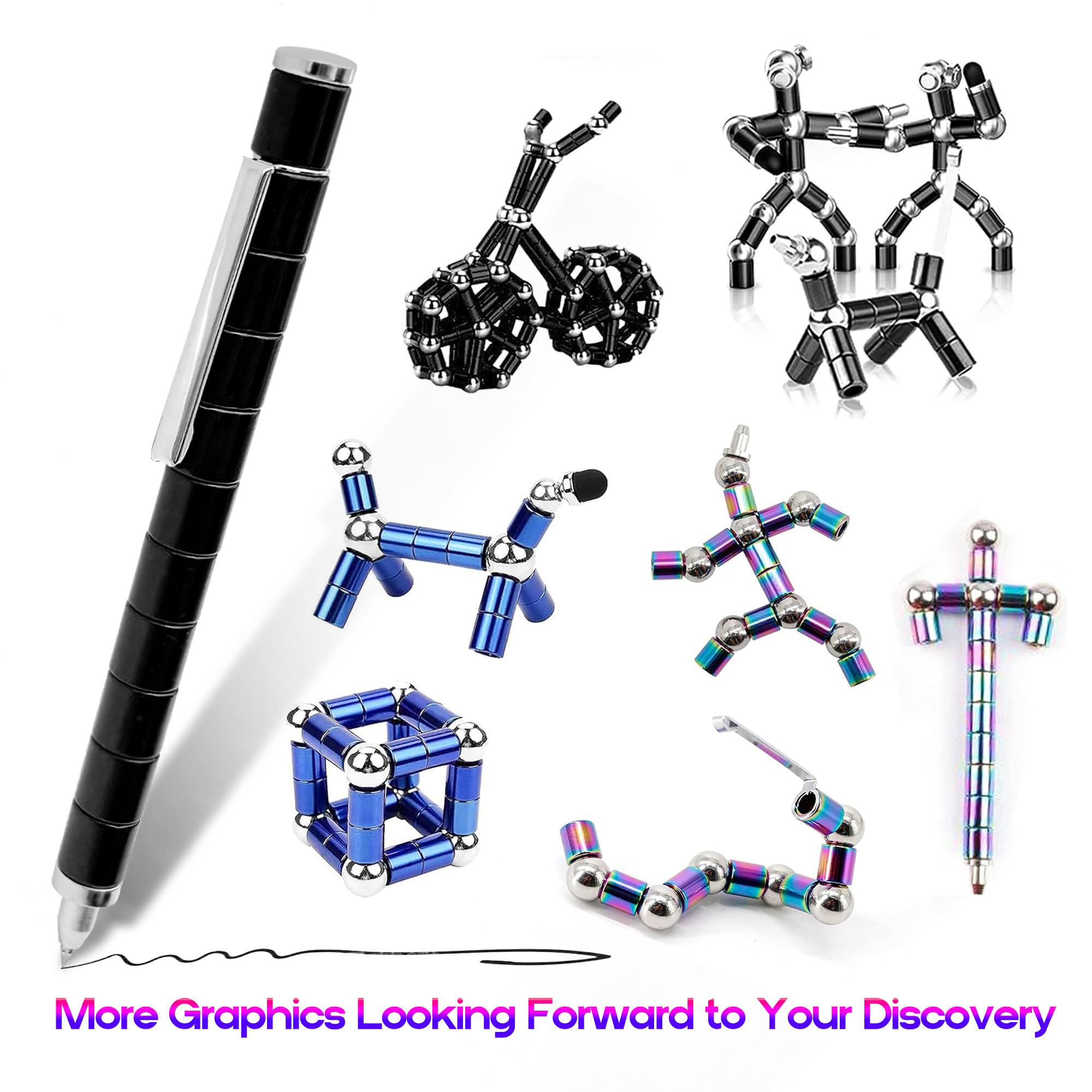 Sicitu fidget pen with magnetic modular components for creative shape folding.