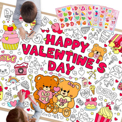 SICOHOME valentines coloring tablecloth, 46x33 inches, ideal for group art sessions.