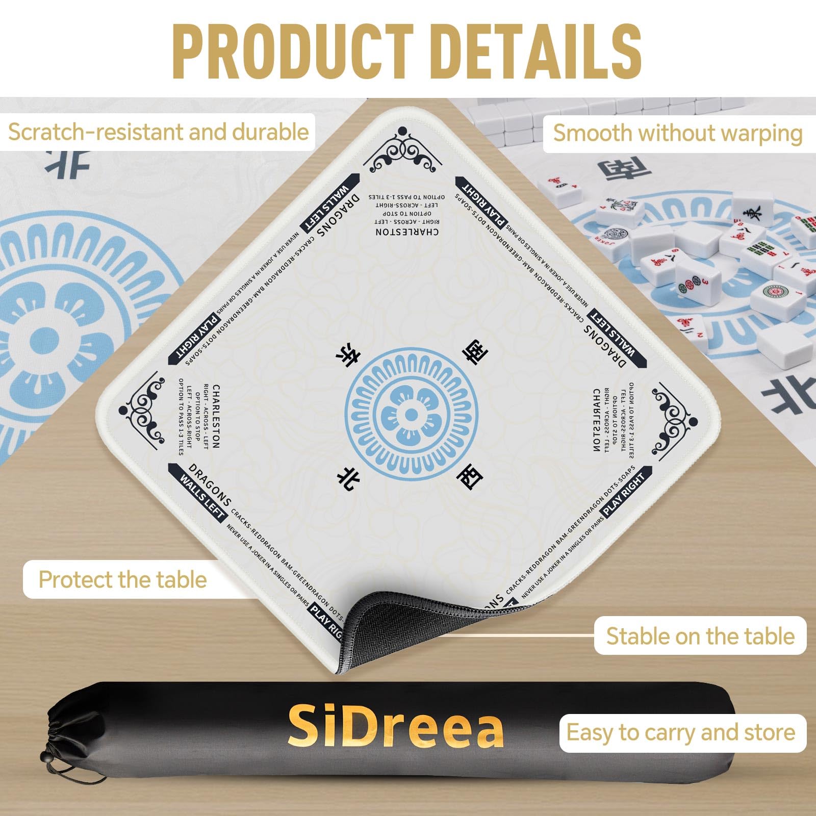 SiDreea Mahjong Mat rolled for compact storage saving space between sessions
