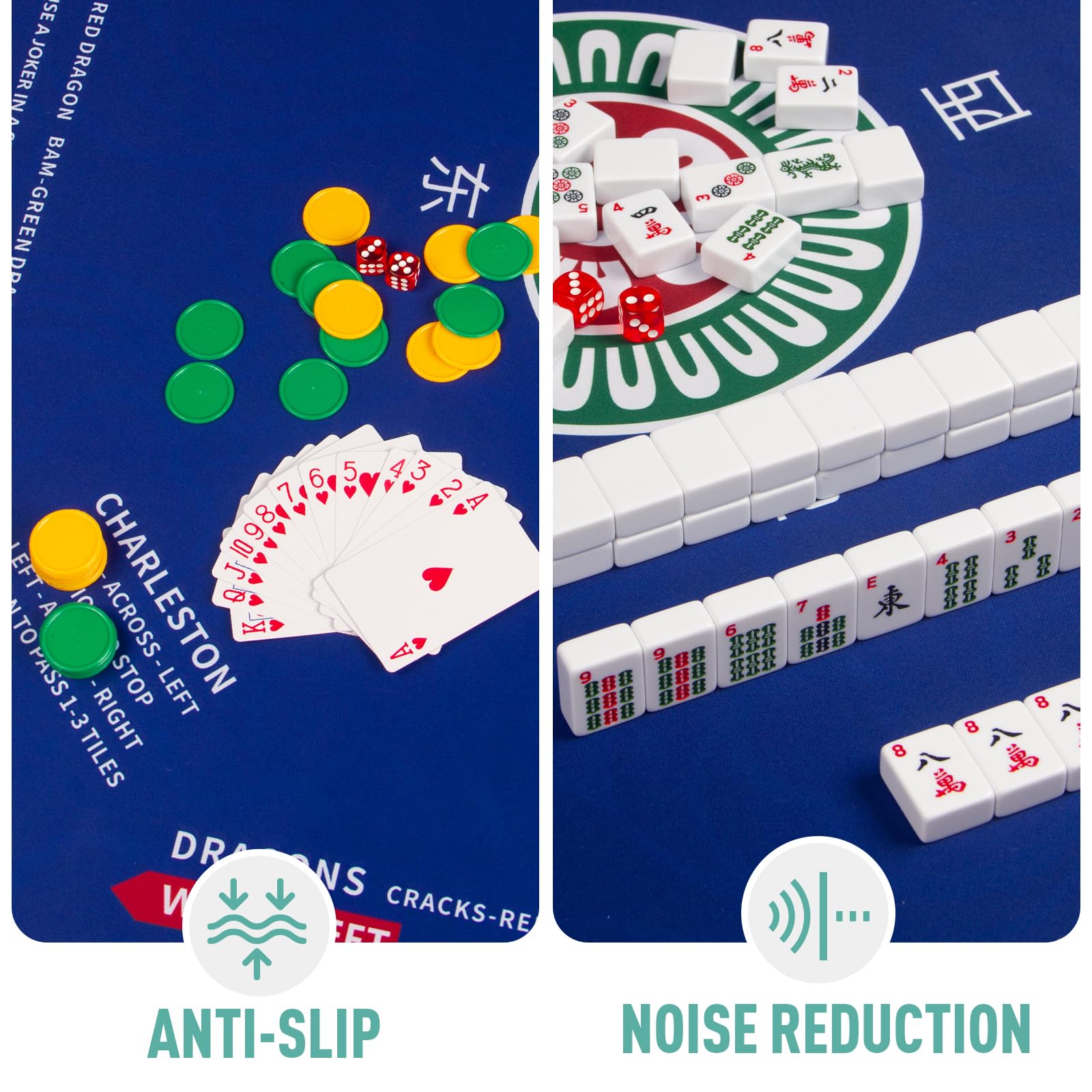 SiDreea Mahjong Mat anti-slip backing keeps the game setup steady.