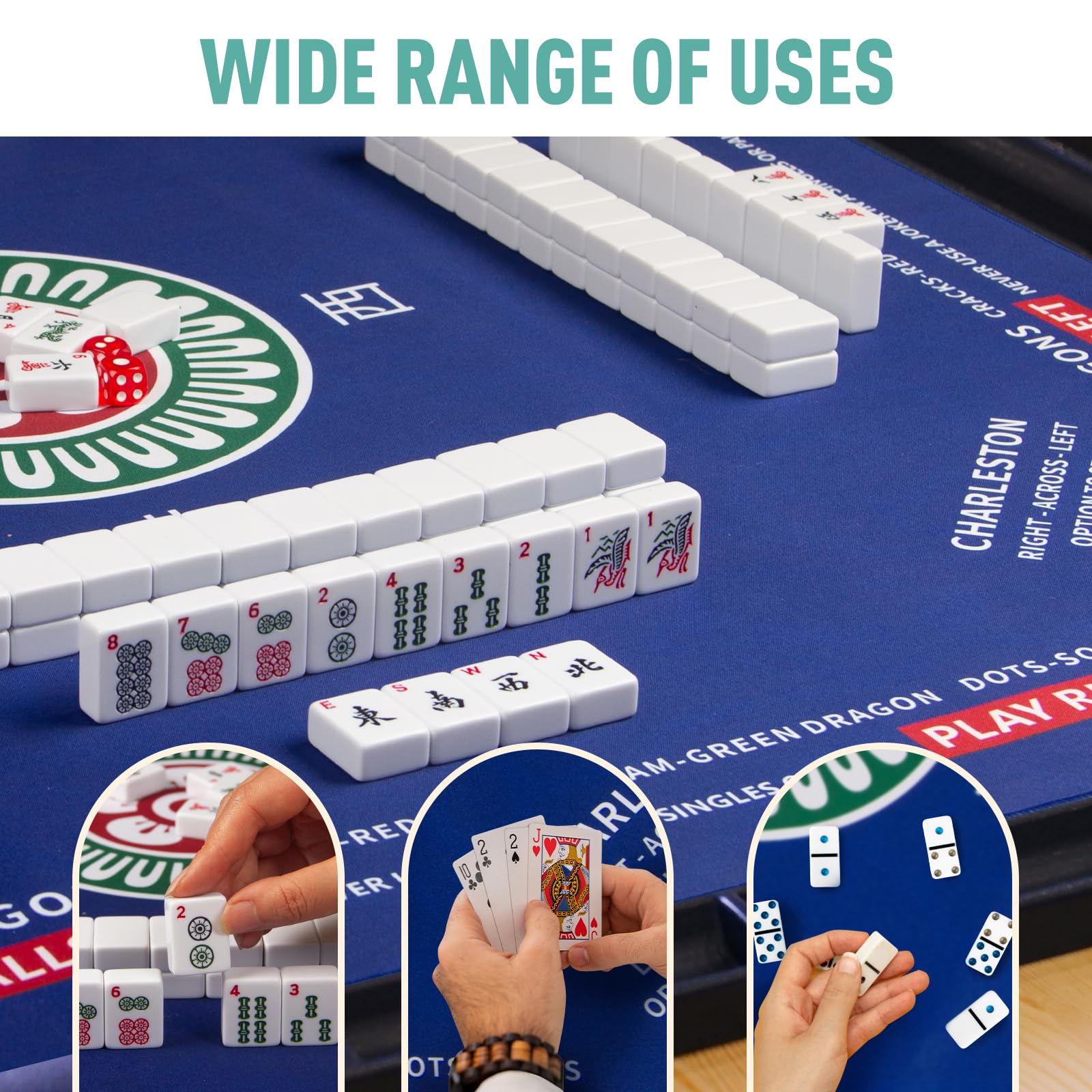 SiDreea Mahjong Mat waterproof surface protects the mat from moisture.
