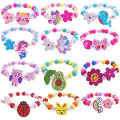 SIELEVIN 12-piece girls bracelet set with unicorns and mermaids for playful styling