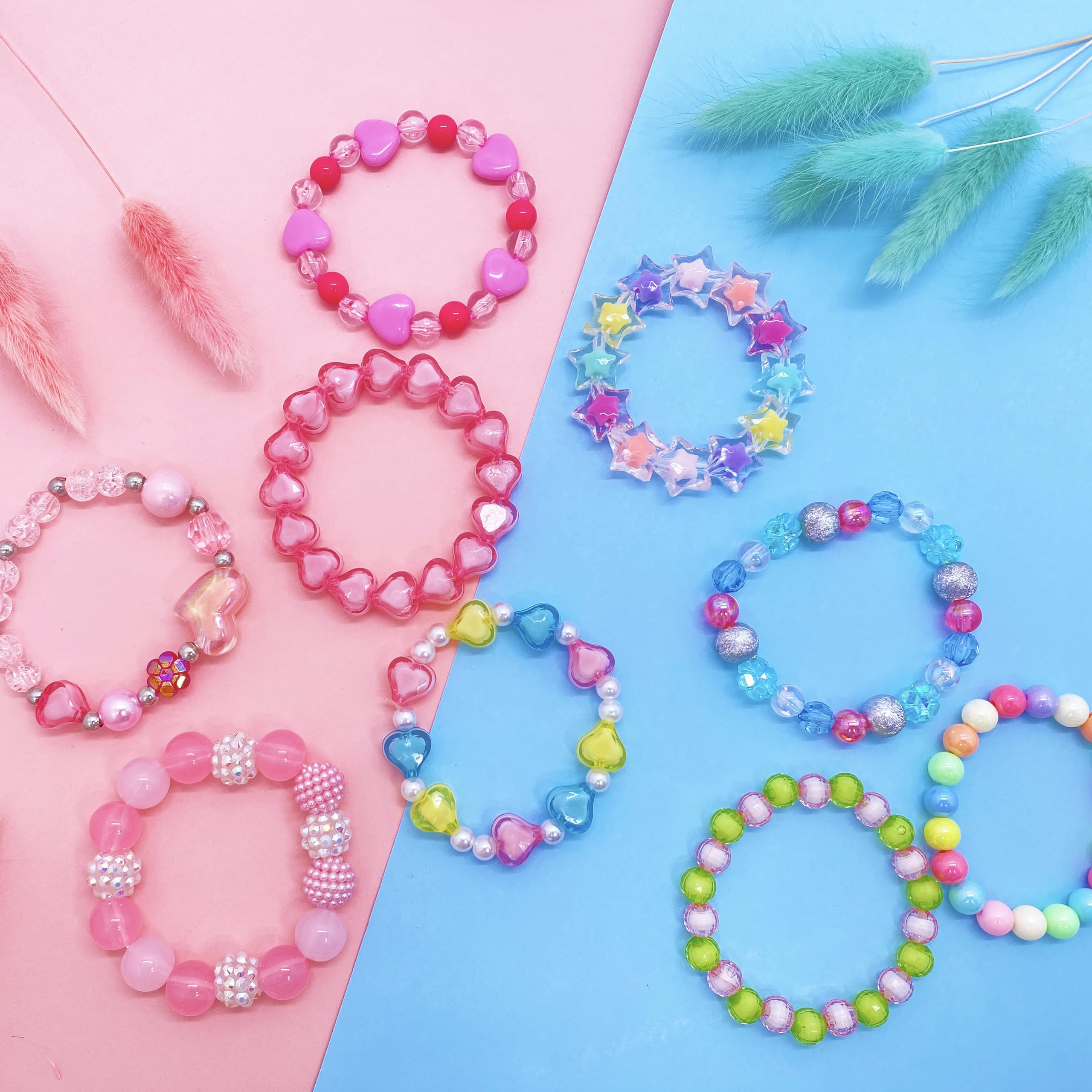 SIELEVIN crystal star bracelets with candy colors, adds sparkle to pretend play