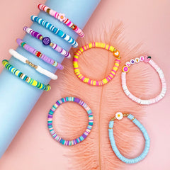 SIELEVIN handmade clay bead bracelets with safe, durable elastic