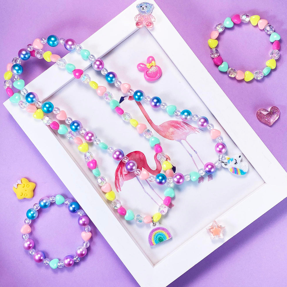 SIELEVIN elastic bracelet with safe acrylic charms, easy for little hands.