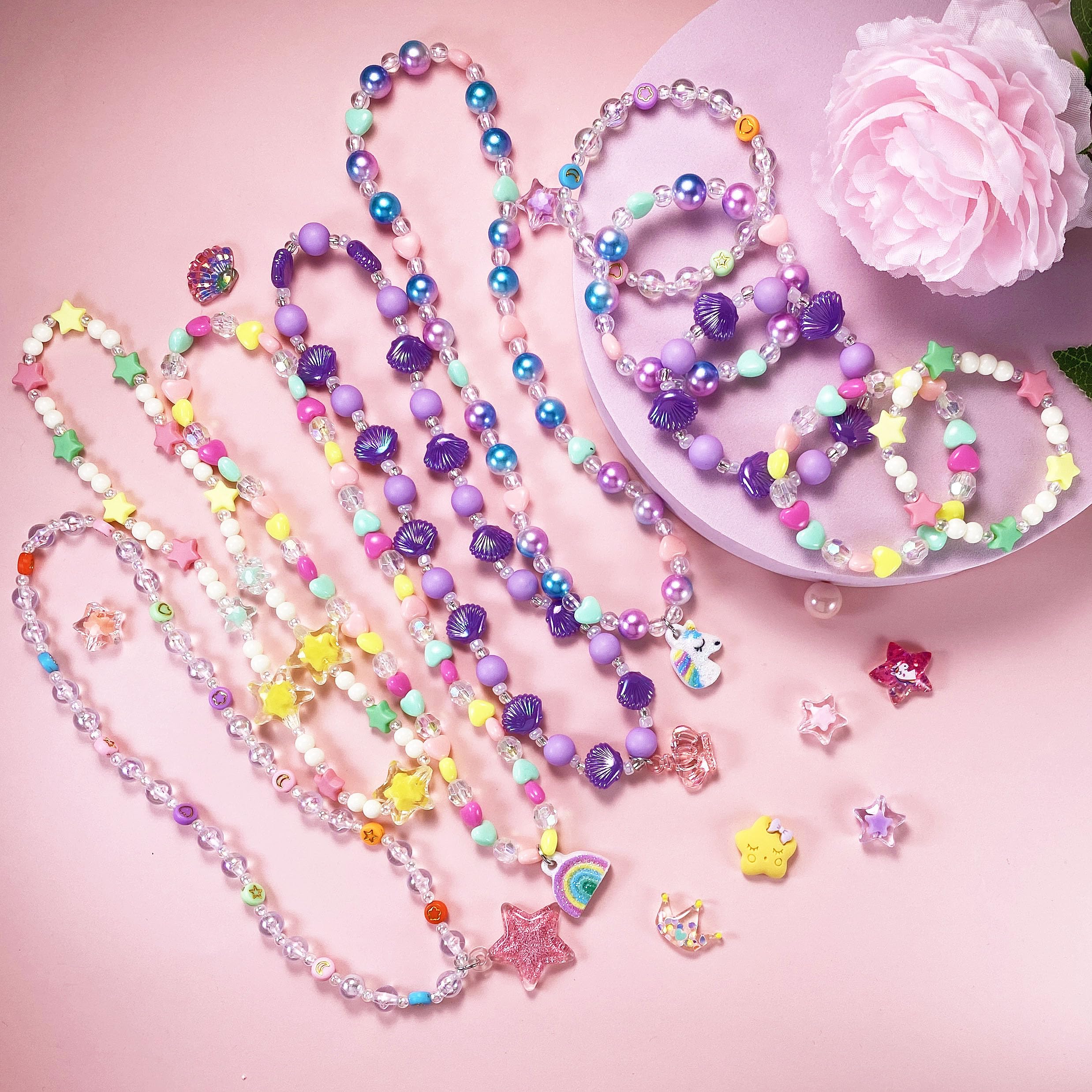 SIELEVIN rainbow pendant bracelet set adds colorful charm for daily outfits.
