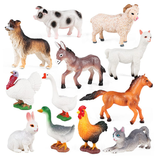 SIENON 12pcs farm animals figures set for imaginative play and classroom learning.