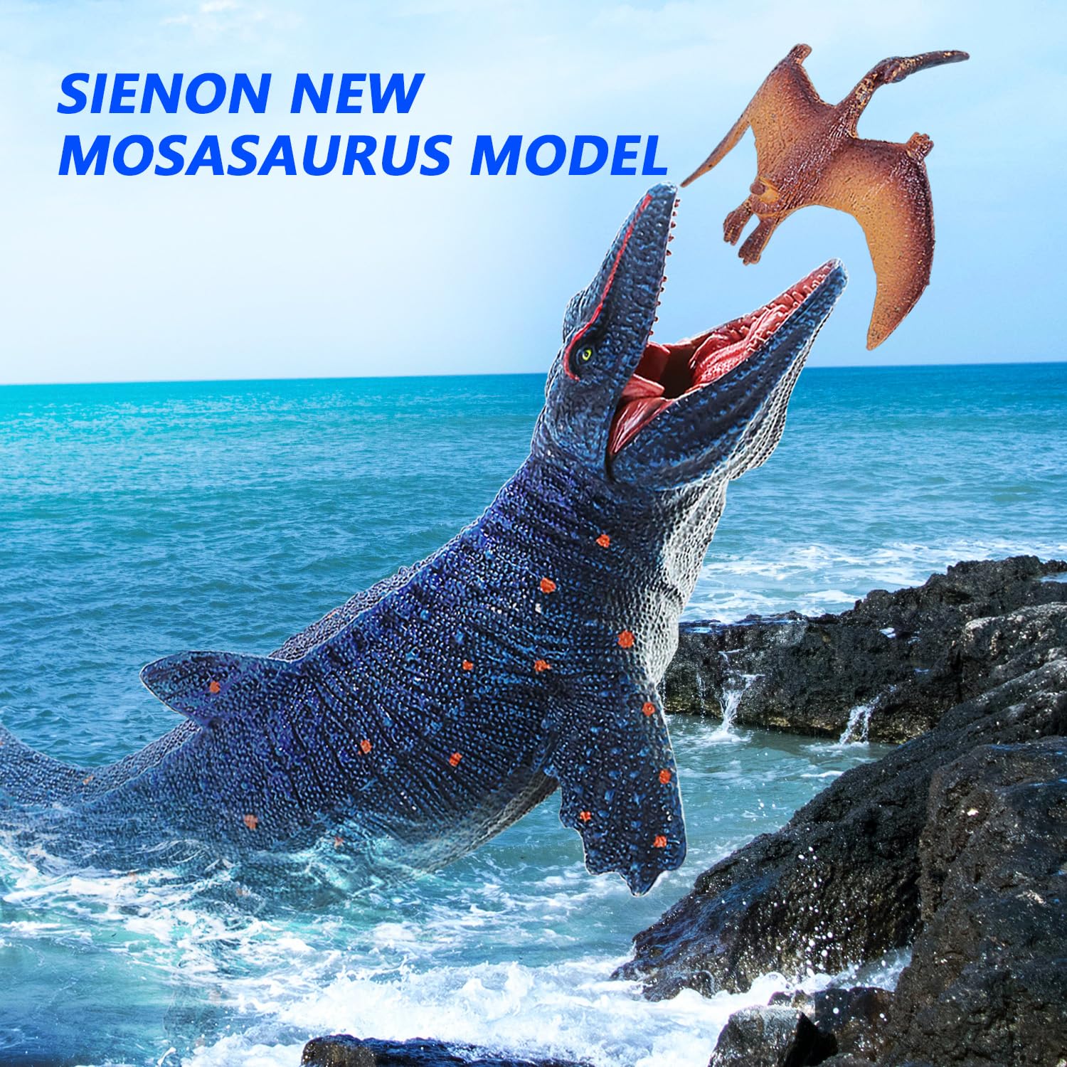 SIENON Mosasaurus cake topper for dramatic dinosaur-themed desserts.