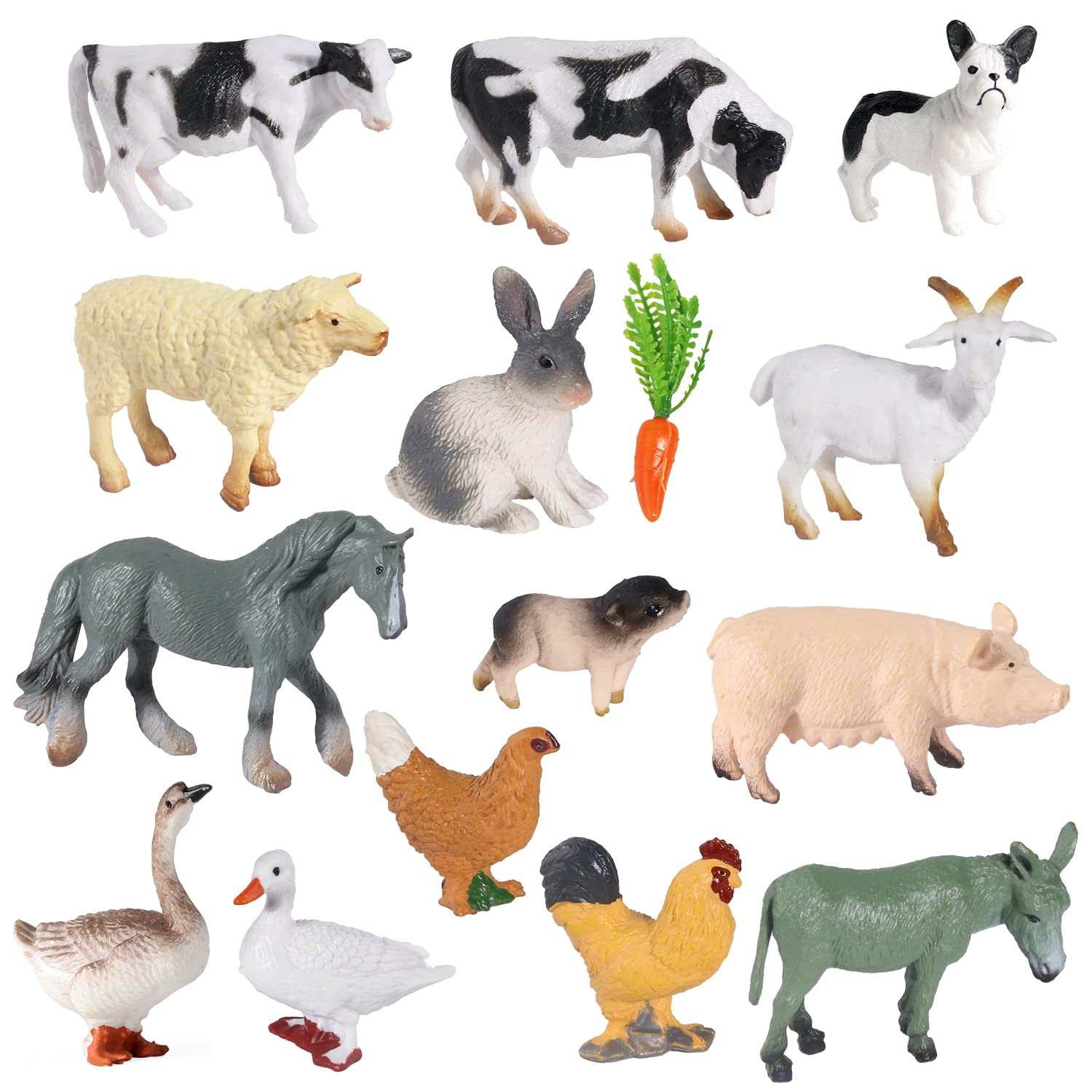 SIENON realistic mini farm animals figures for cake toppers and display.