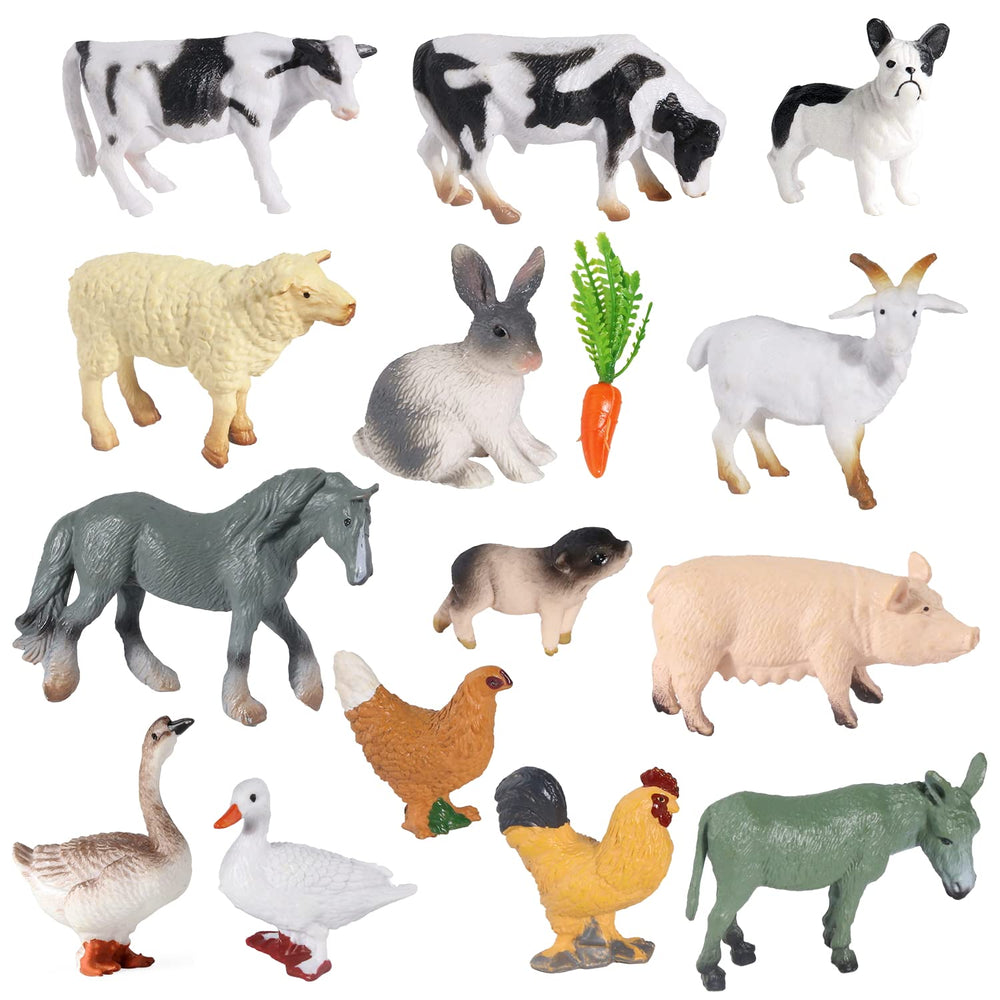 SIENON realistic mini farm animals figures for cake toppers and display.