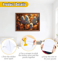 SietDESEO puzzle saver sheet adhesive close-up demonstrates strong grip on finished puzzles.