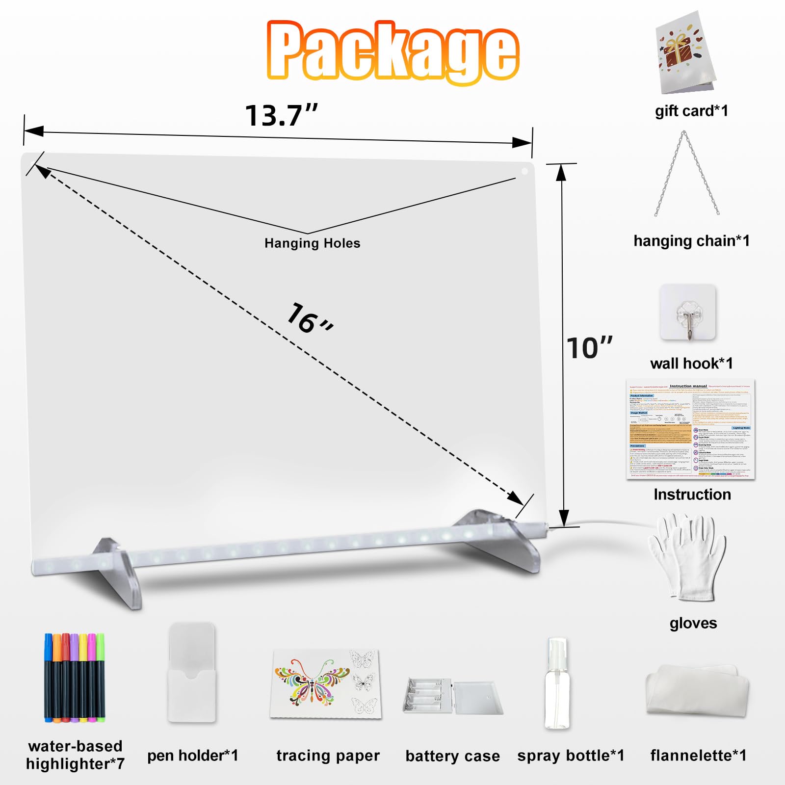 Signsxcel LED drawing board showing eight color options for vibrant artwork