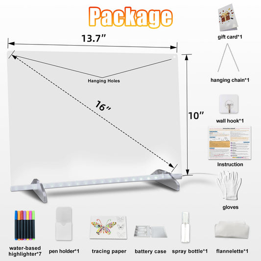 Signsxcel LED drawing board showing eight color options for vibrant artwork