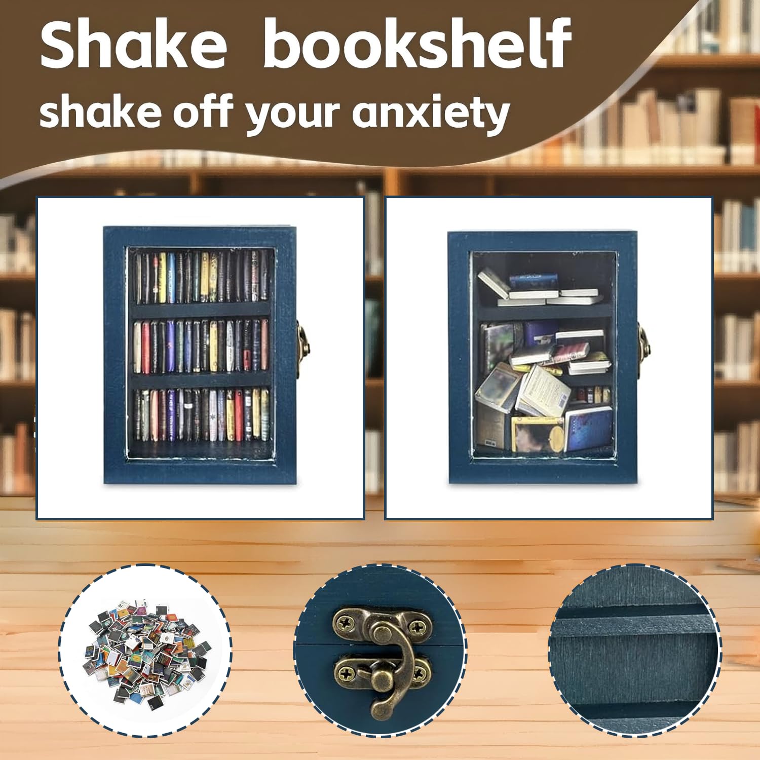 SIHPTO mini books display with 60pcs offers tactile play and visual order.