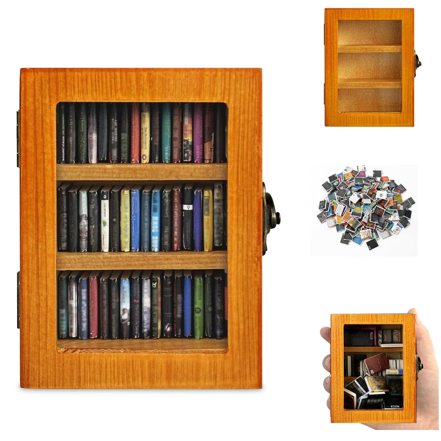 SIHPTO stress relief mini bookshelf ornament front view for calming desk decor