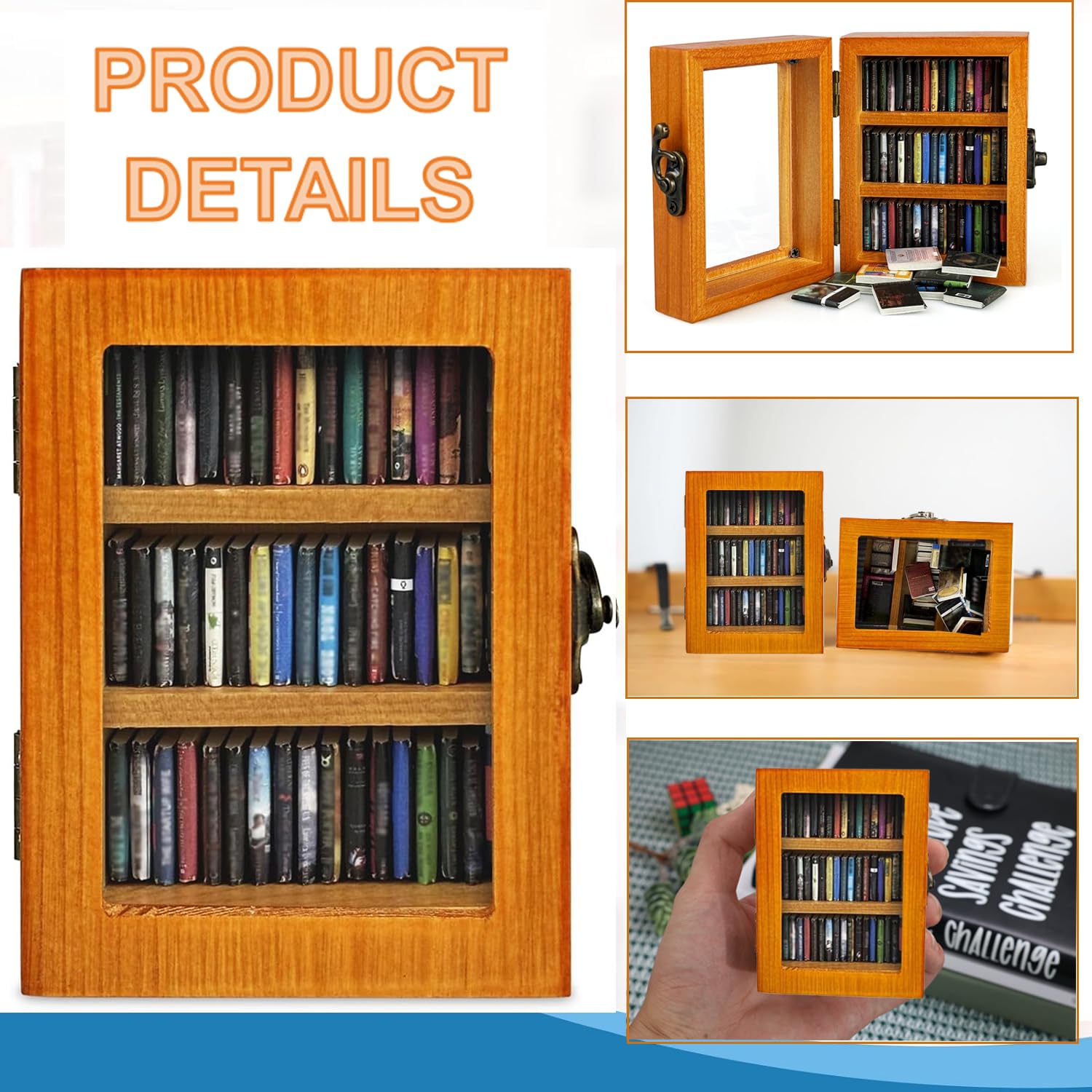 SIHPTO wooden mini-bookshelf detail highlighting craftsmanship