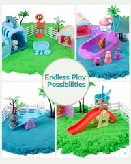 Sikmcle dog and cat figures with house spark storytelling play.