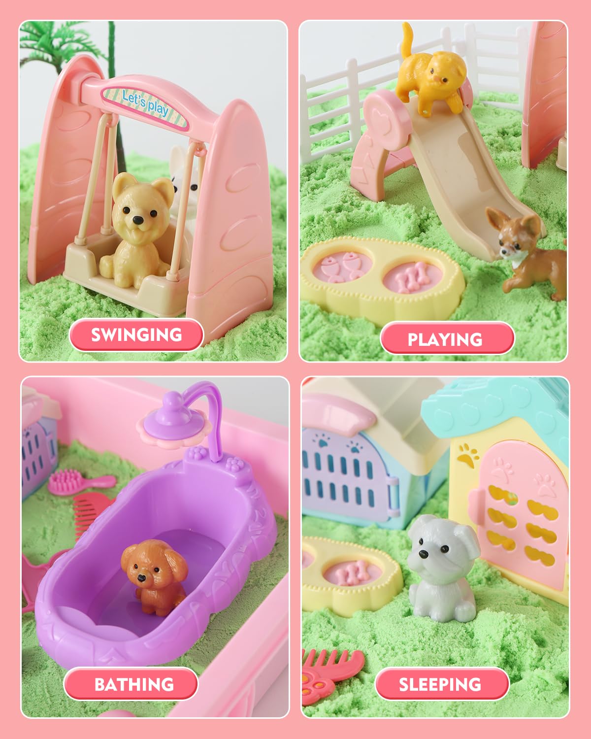 Sikmcle dog and cat toys for interactive pretend play.
