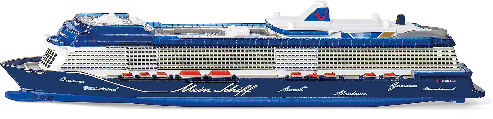 Siku 1730 toy cruise ship blue white model for imaginative play and display.
