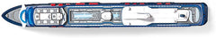 Siku 1730 cruise ship with metal hull and plastic body for durable play.