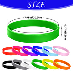 Standard size silicone wristbands fit teens and adults.