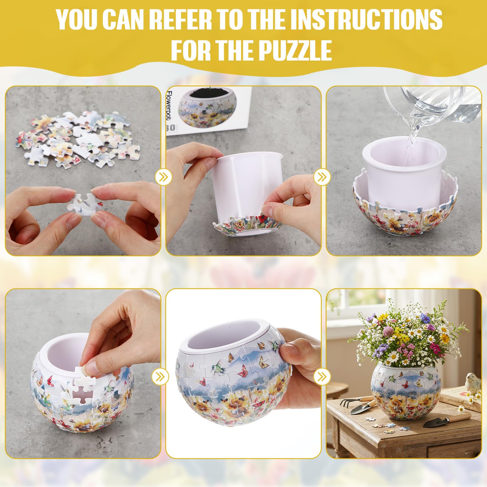 Silipull 3D Puzzle Vase with flowers adds a unique decor touch