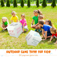 Durable PVC material highlights sturdy inflatable dice.