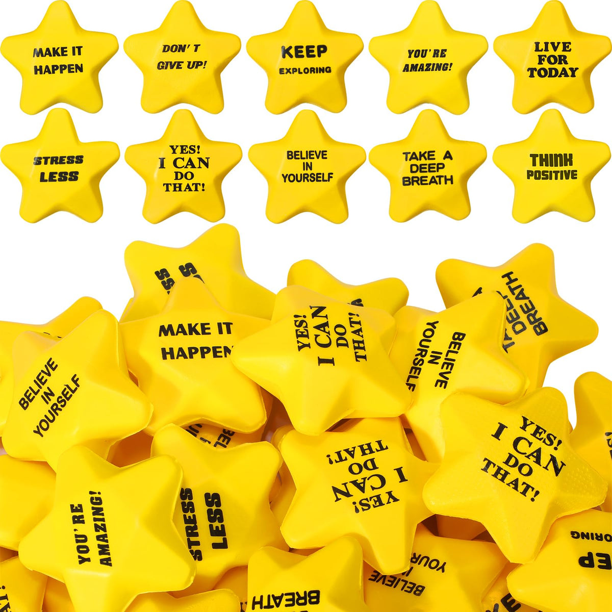 Silipull motivational star stress ball 100-pack for desk use and relaxed focus.