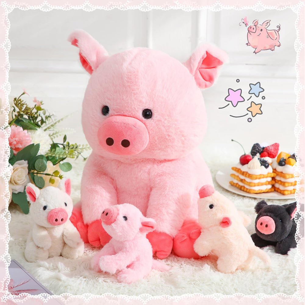 Cute pig plush decor from Silipull suitable for bed, sofa, or shelf.