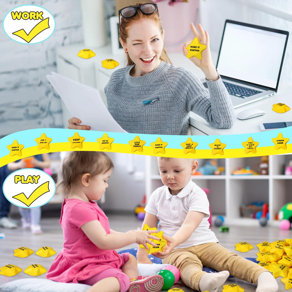Silipull yellow stress ball on desk setup for focus during study or work.