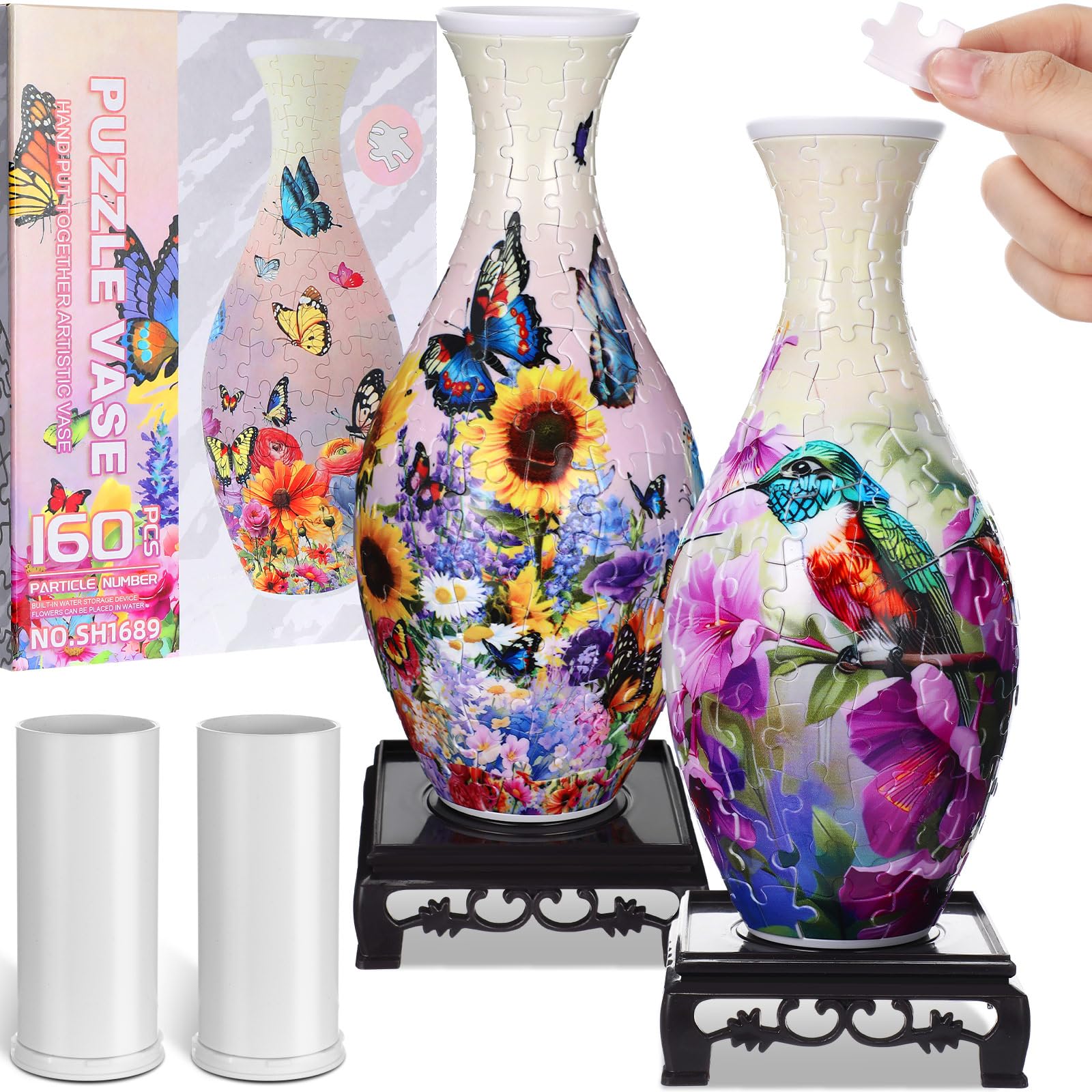 Silipull two-set 3D puzzle vase ready for display in modern home decor