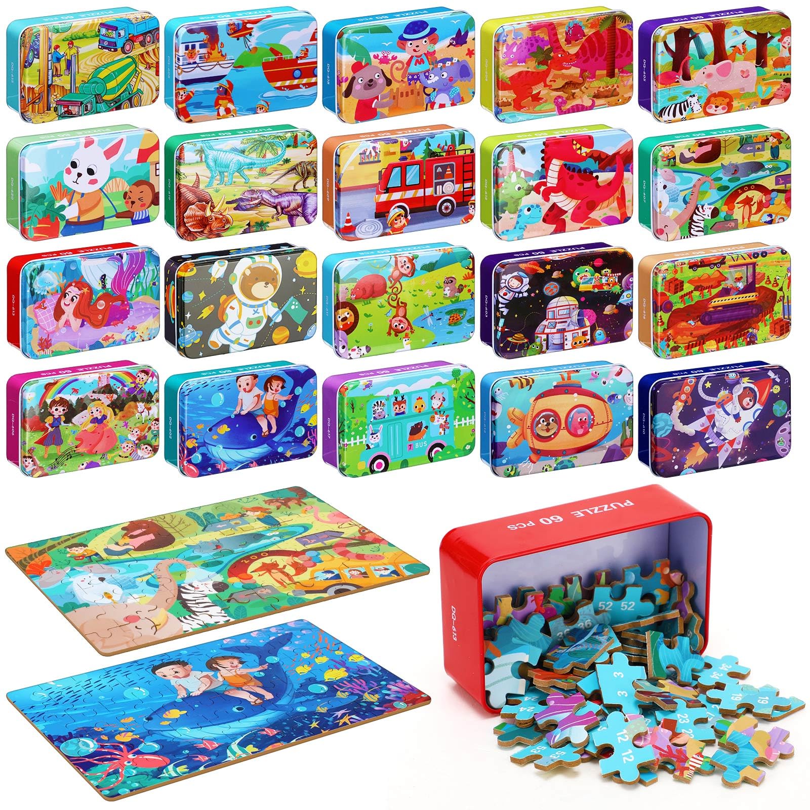 Silipull wooden puzzle dinosaur box with colorful pieces for imaginative play and problem solving