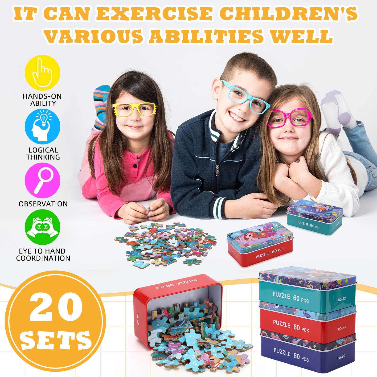 Silipull wooden puzzle zoo box features animal scenes for fine motor practice
