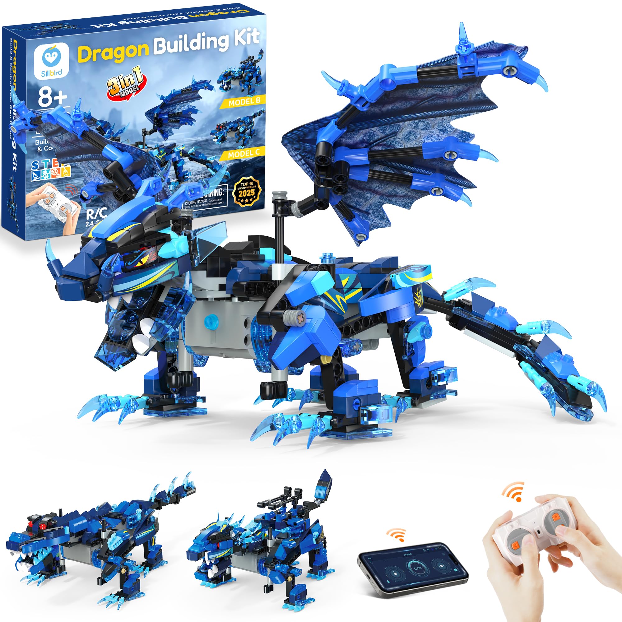 Sillbird Dragon Building Kit with remote control for hands-on STEM play