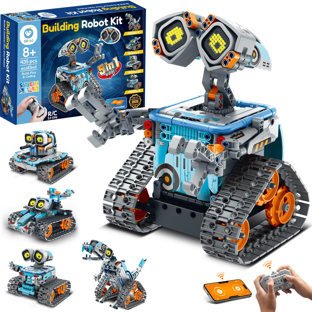 Sillbird robot building kit front view with remote for engaging learning