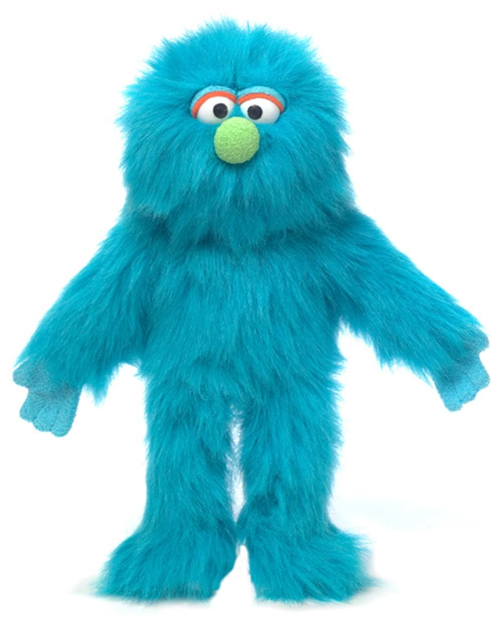 Silly Puppets Blue Monster Hand Puppet, front view for imaginative pretend play.