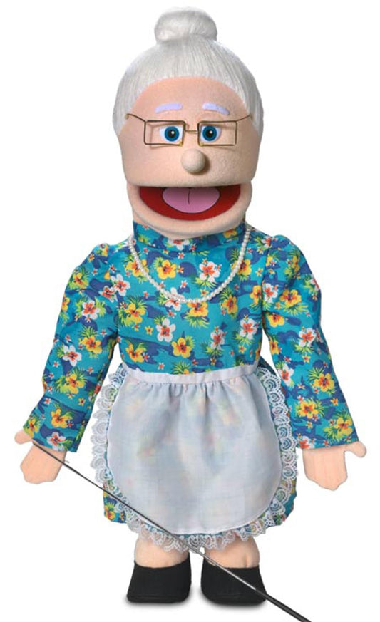 Silly Puppets 25-inch Granny puppet, front view, ready for stage storytelling