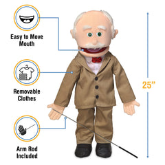 Silly Puppets 25-Inch Pops Peach Grandfather with arm control rod for expressive control