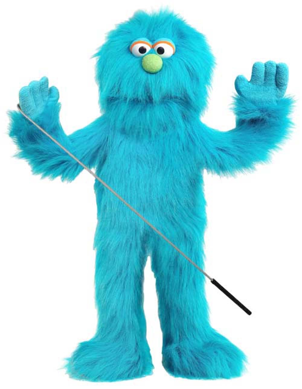 Silly Puppets 30-inch Blue Monster Puppet in full body pose for stage presence