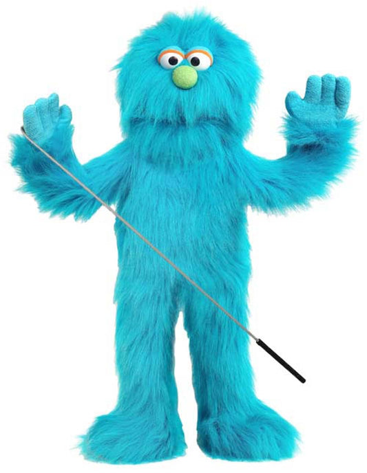 Silly Puppets 30-inch Blue Monster Puppet in full body pose for stage presence