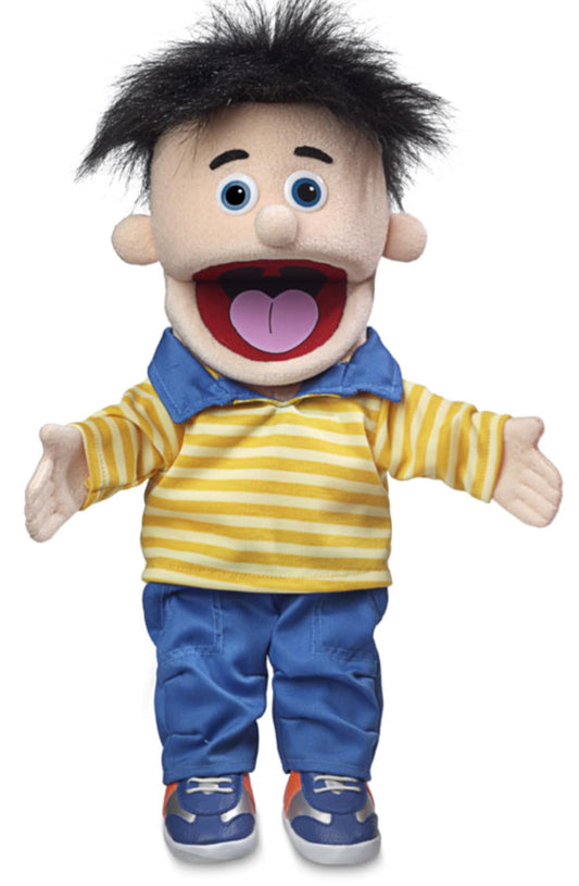 Silly Puppets Bobby Peach Boy hand puppet front view for imaginative play.