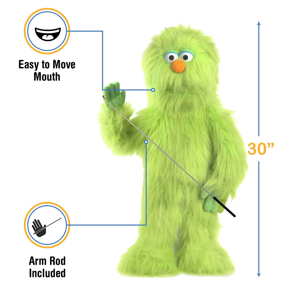 Silly Puppets green monster puppet mouth movement for live storytelling