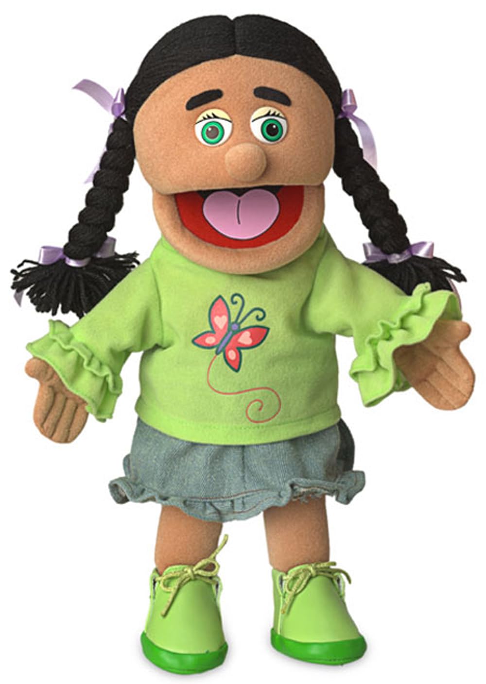 Silly Puppets Jasmine hand puppet face detail for expressive storytelling and learning.