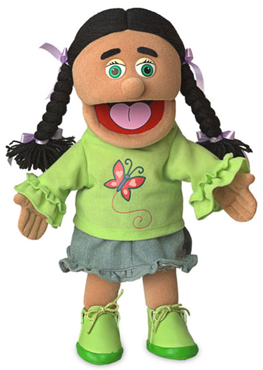 Silly Puppets Jasmine hand puppet face detail for expressive storytelling and learning.