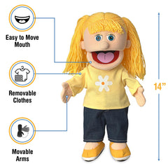 Silly Puppets Katie Peach Girl puppet hand-entry shows easy manipulation for kids