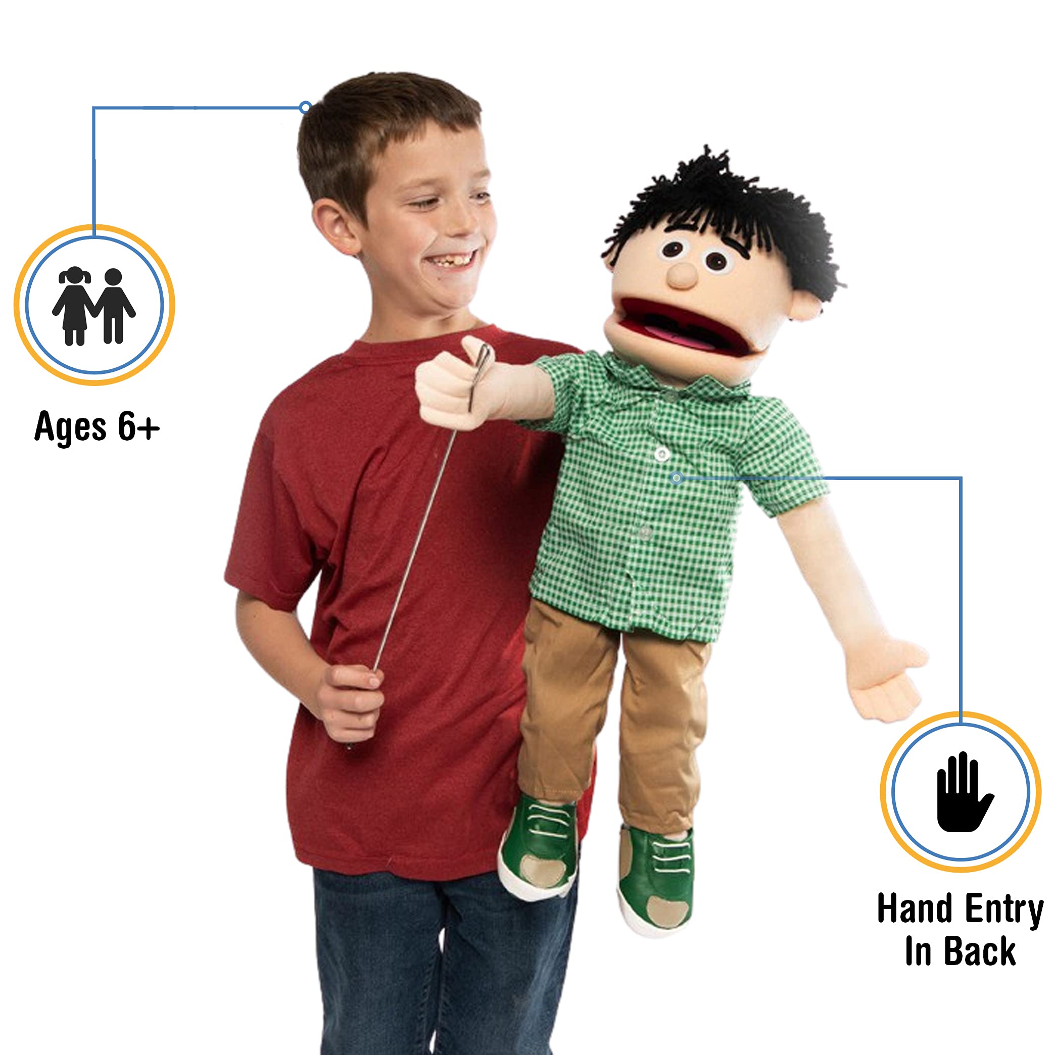 Silly Puppets Kenny Peach Boy with movable mouth for expressive shows