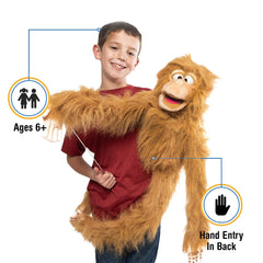 Silly Puppets monkey full-body puppet with movable mouth for expressive acts.