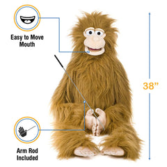 Silly Puppets monkey with Velcro hands and feet for easy wrapping.