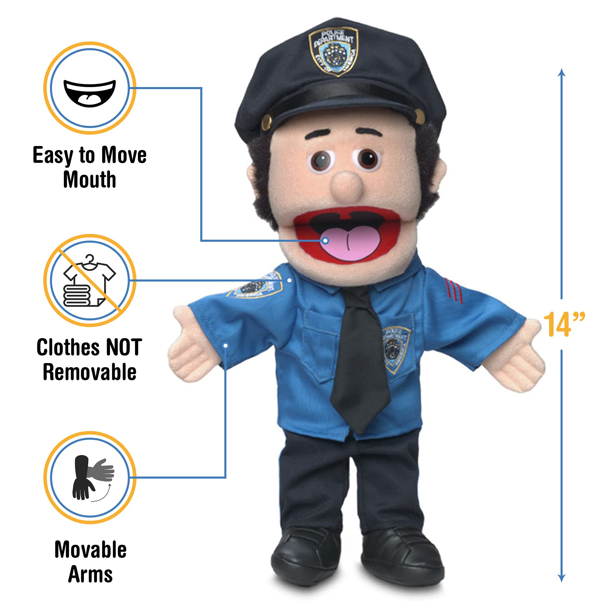 Silly Puppets moving mouth and arms for easy control.